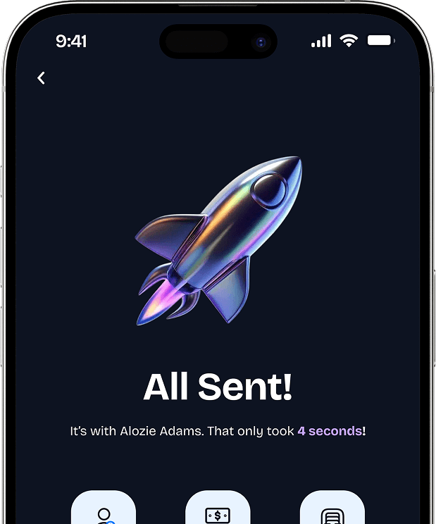 Payment sent confirmation in the Radius app