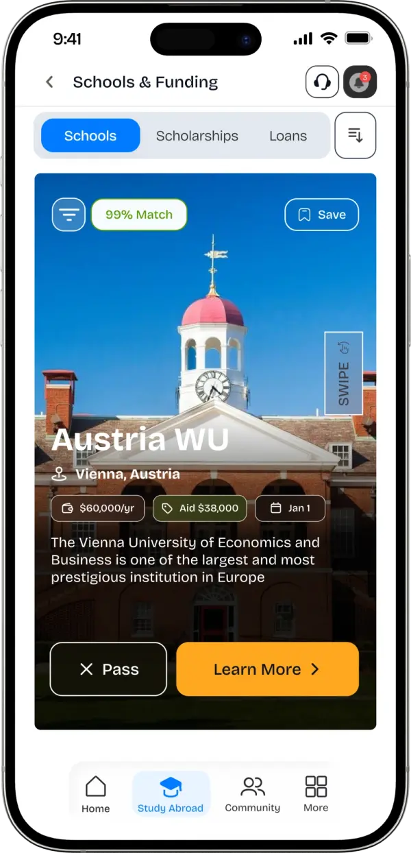 School and program search in the Radius app